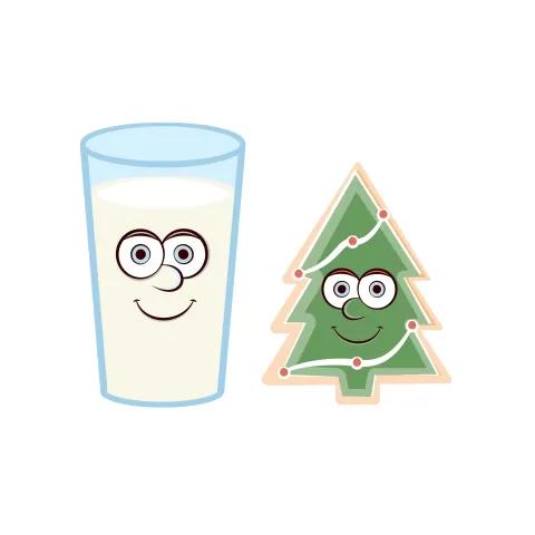 Glass of milk with a Christmas cookie