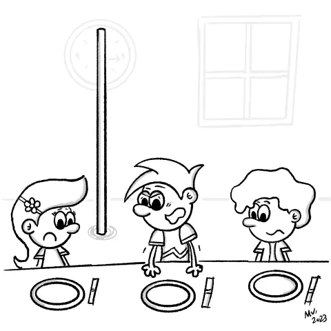 Olly Jolly eCard. Cartoon illustration of the Festivus tradition of the Airing of Grievances. Where one person is yelling at a group of others at a dinner table with an aluminum pole in the background. 